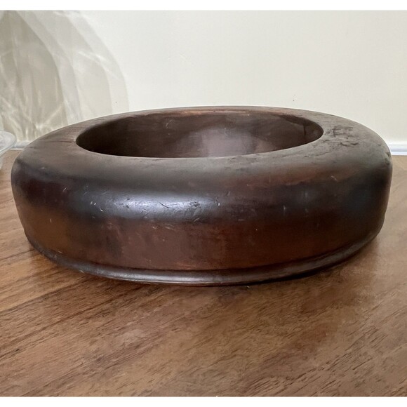 Antique Wooden Block Hat Brim Mold Millinery Form Mirror Boho Primitive Country - Picture 8 of 13